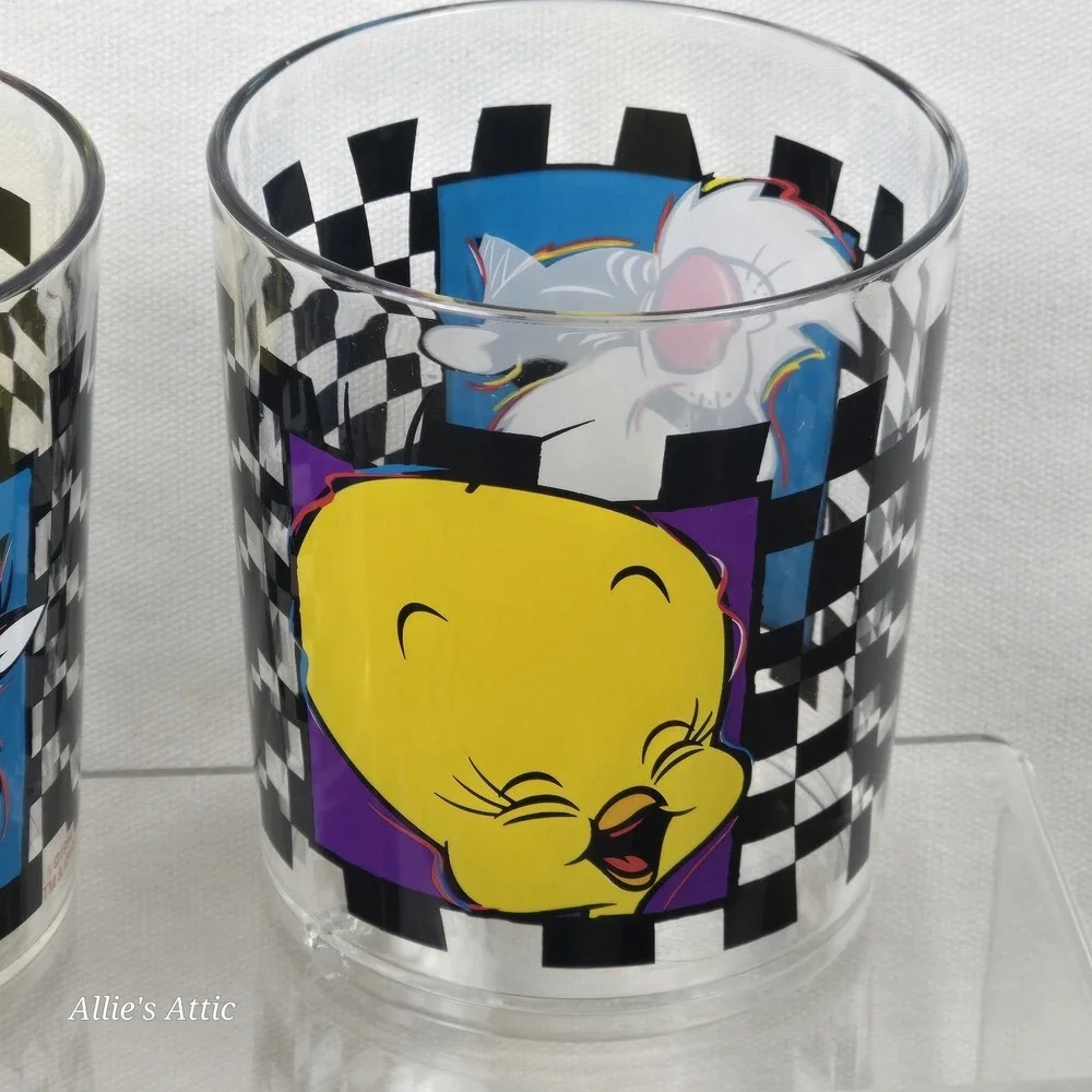 90s Looney Tunes Plastic Cups Kids Sylvester Tweety Vintage ZAK Designs Stacking